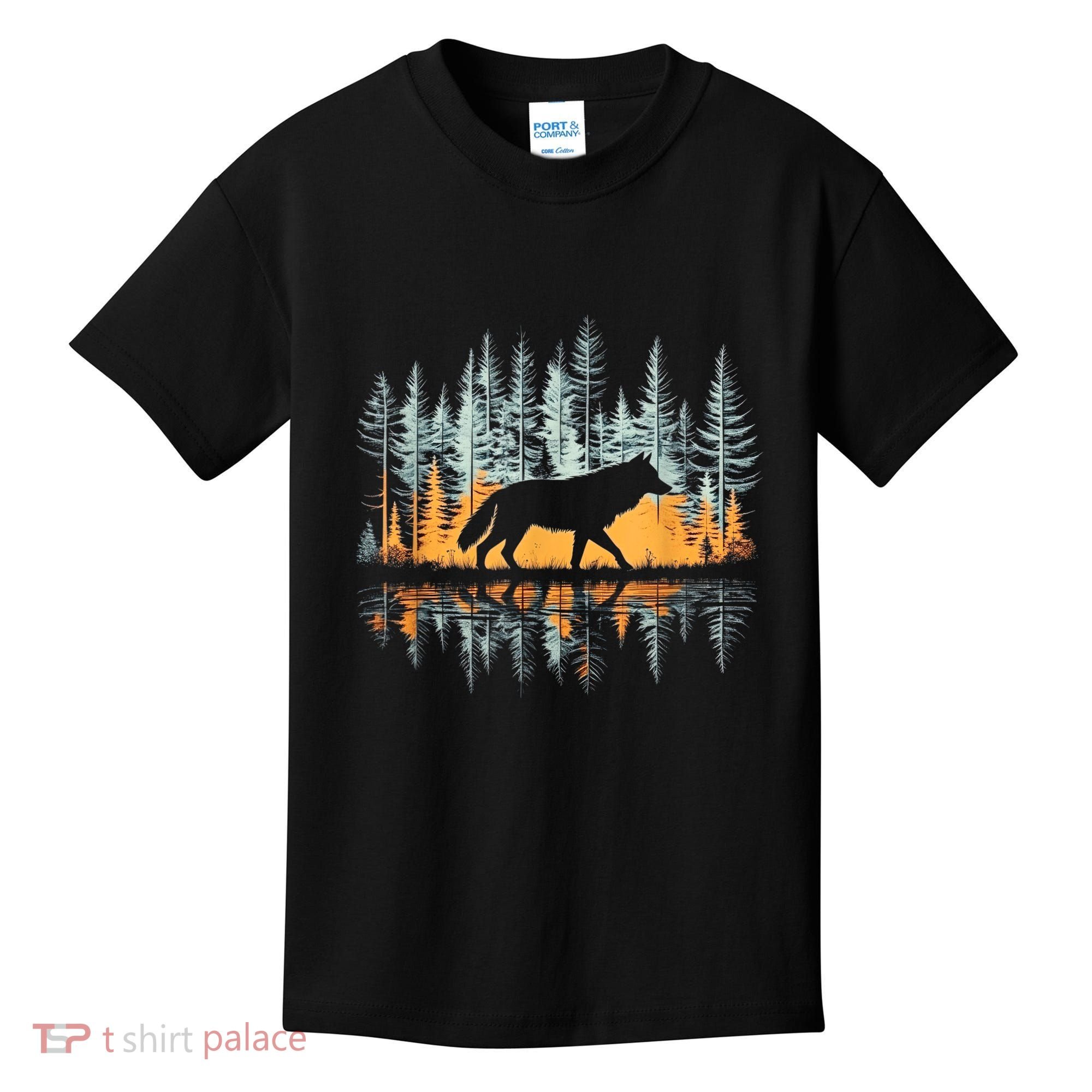 Graphic Wolf Forest Nature Wildlife Outdoor Kids T-Shirt