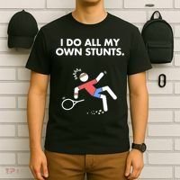 Get Well Funny Tennis Accident I Do My Own Stunts Gift T-Shirt thumb 6