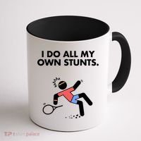 Get Well Funny Tennis Accident I Do My Own Stunts Gift Coffee Mug thumb 1