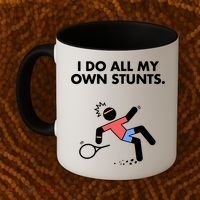 Get Well Funny Tennis Accident I Do My Own Stunts Gift Coffee Mug thumb 2