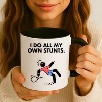 Get Well Funny Tennis Accident I Do My Own Stunts Gift Coffee Mug thumb 3