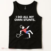 Get Well Funny Tennis Accident I Do My Own Stunts Gift Tank Top thumb 2