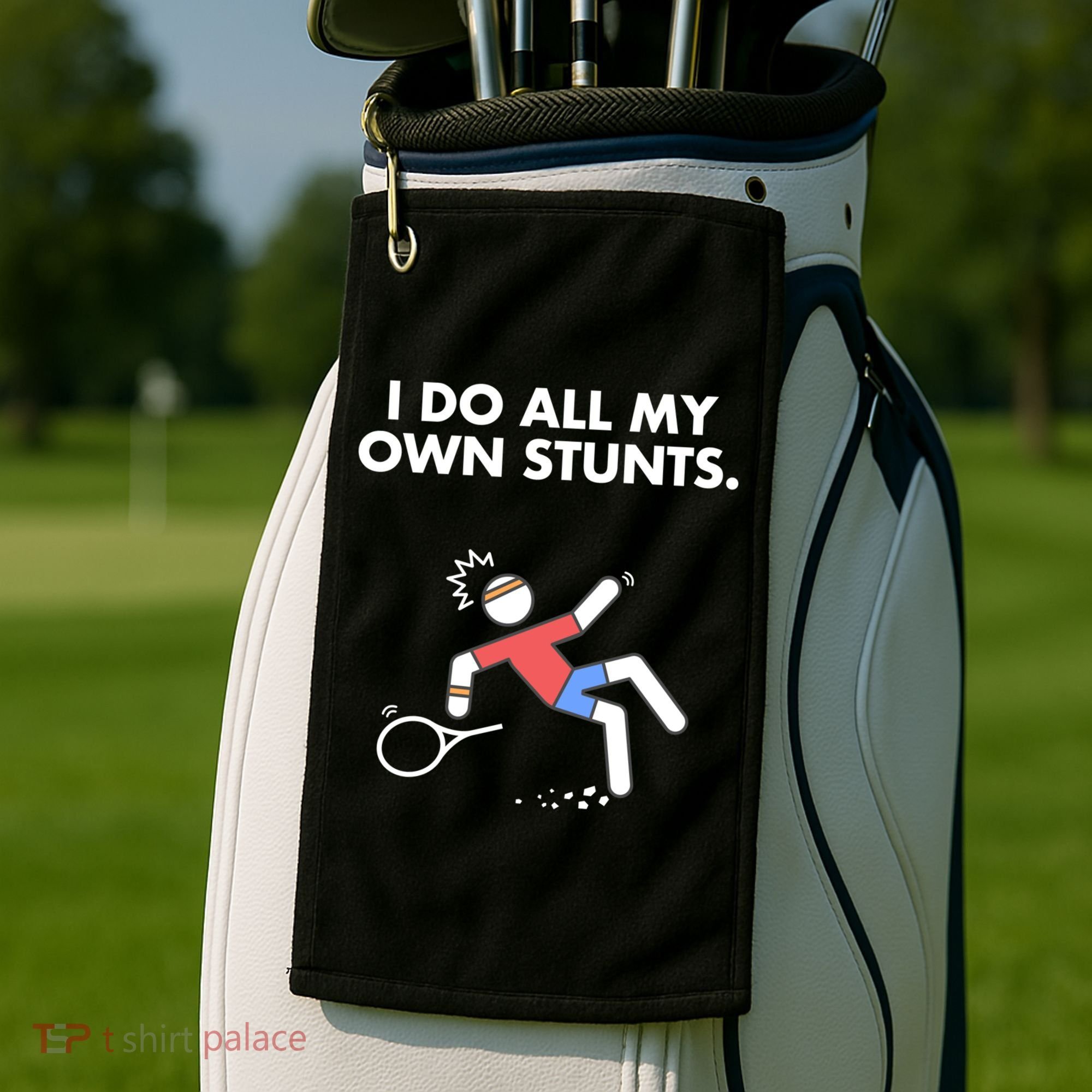 Get Well Funny Tennis Accident I Do My Own Stunts Gift Golf Towel