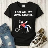 Get Well Funny Tennis Accident I Do My Own Stunts Gift Women's T-Shirt thumb 3