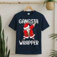 Gangsta Wrapper Funny Dabbing Santa Christmas T-Shirt thumb 2