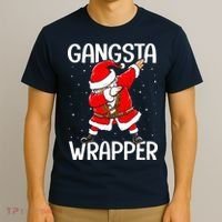 Gangsta Wrapper Funny Dabbing Santa Christmas T-Shirt thumb 3