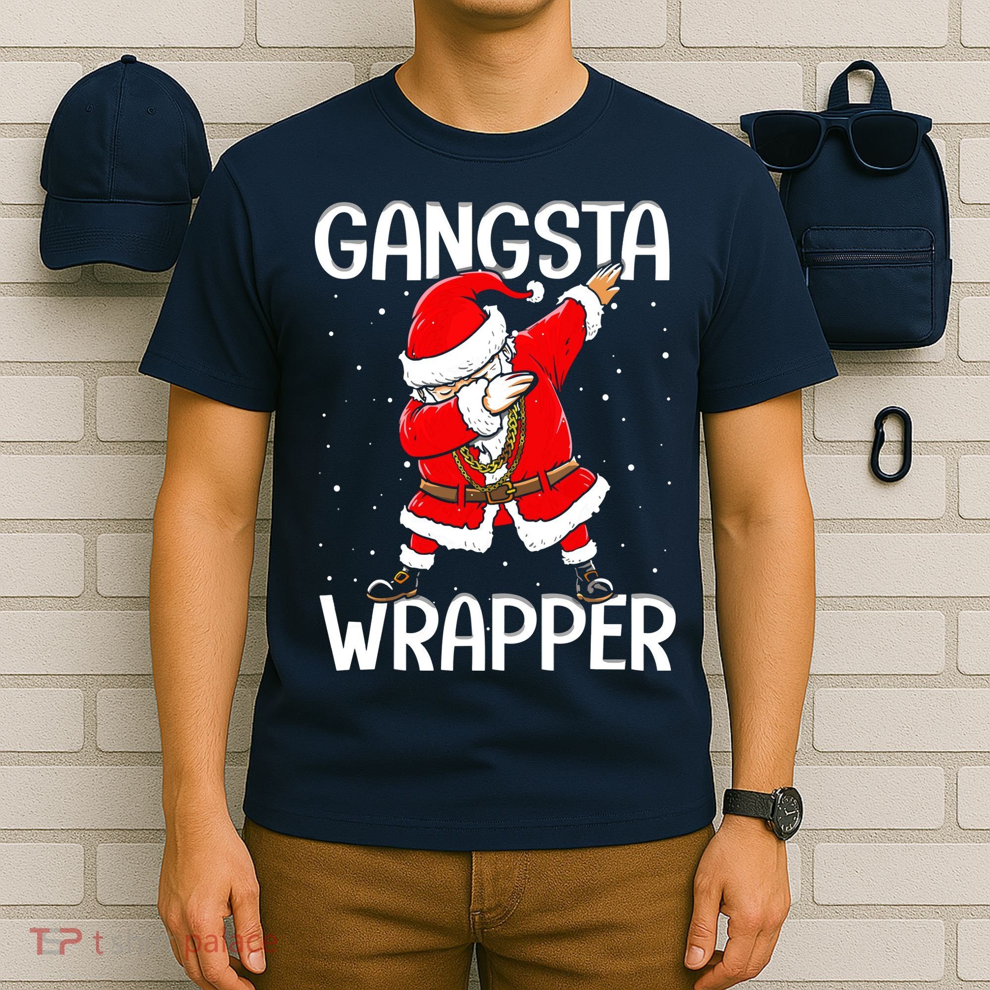 Gangsta Wrapper Funny Dabbing Santa Christmas T-Shirt