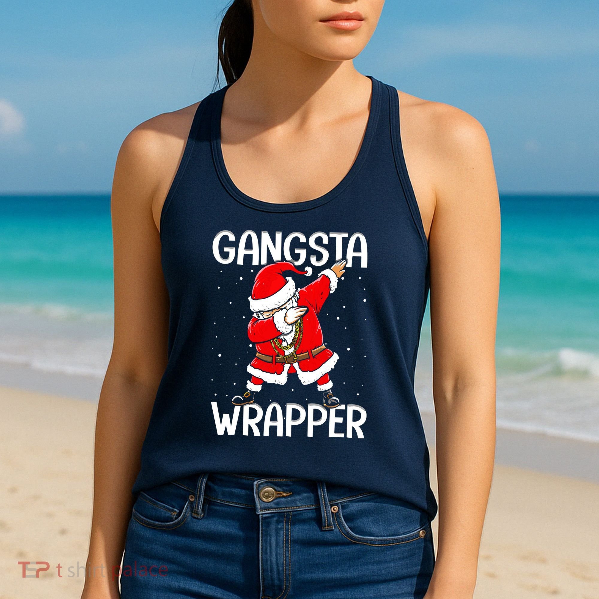 Gangsta Wrapper Funny Dabbing Santa Christmas Women's Tank Top