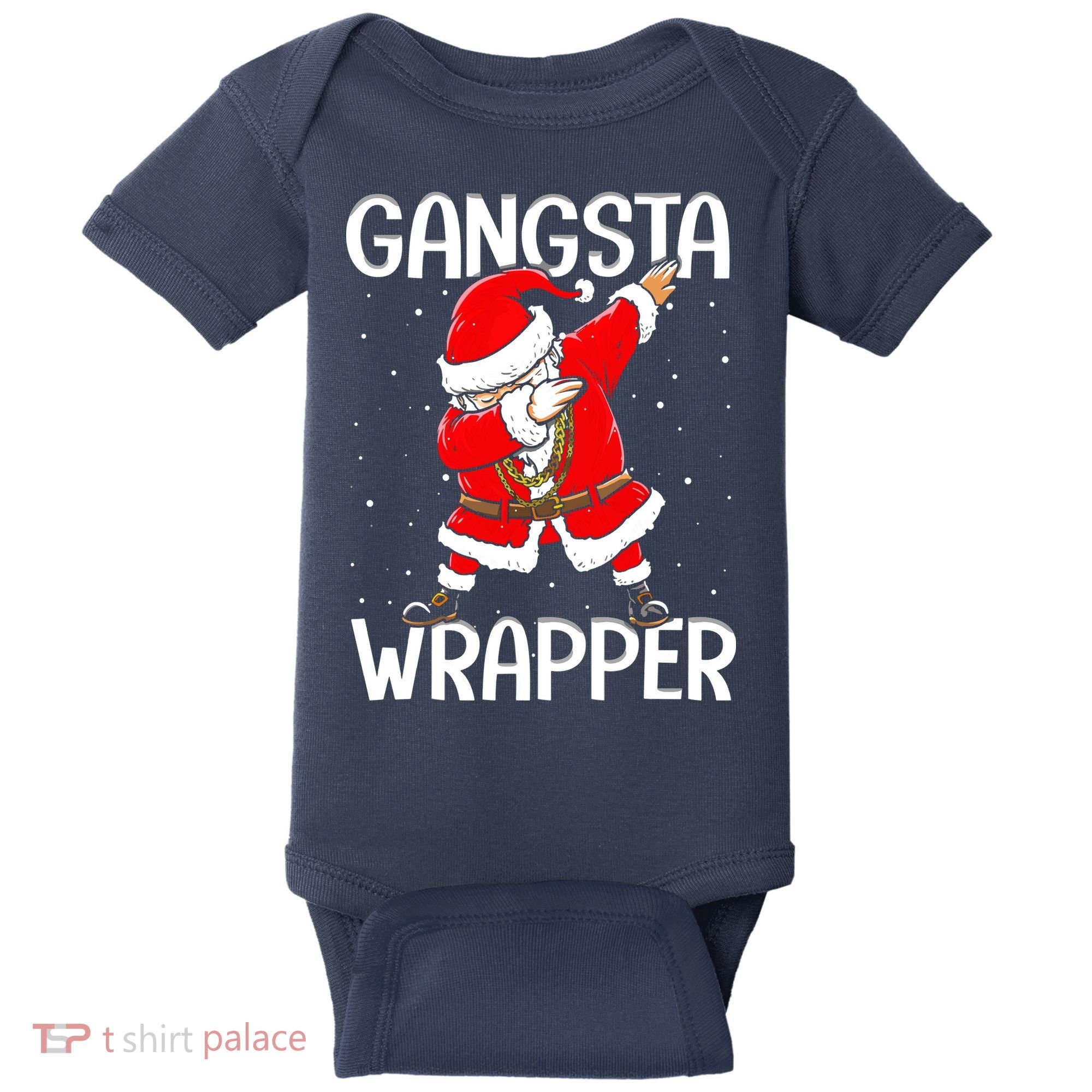 Gangsta Wrapper Funny Dabbing Santa Christmas Baby Bodysuit