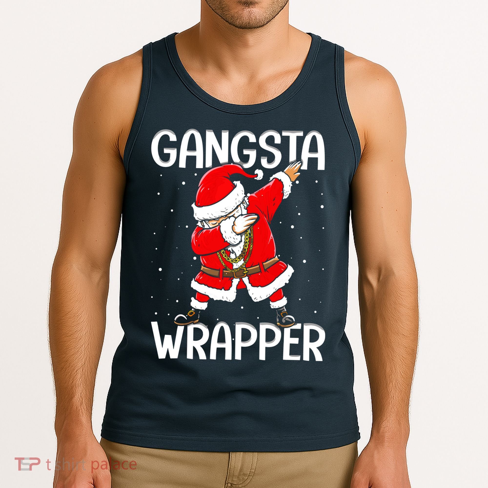 Gangsta Wrapper Funny Dabbing Santa Christmas Tank Top