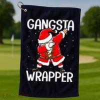 Gangsta Wrapper Funny Dabbing Santa Christmas Golf Towel thumb 1