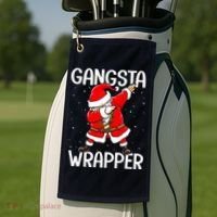 Gangsta Wrapper Funny Dabbing Santa Christmas Golf Towel thumb 2