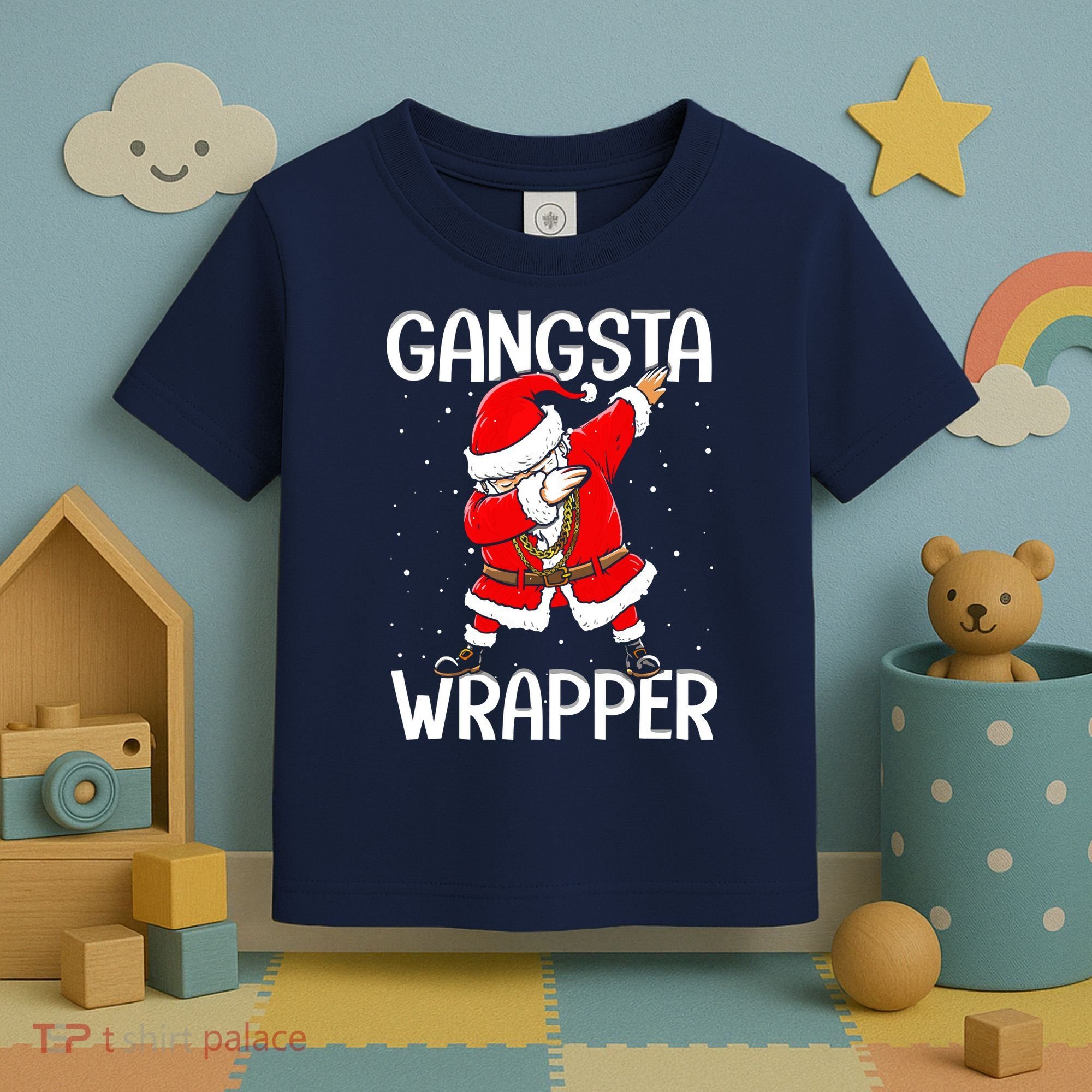 Gangsta Wrapper Funny Dabbing Santa Christmas Toddler T-Shirt