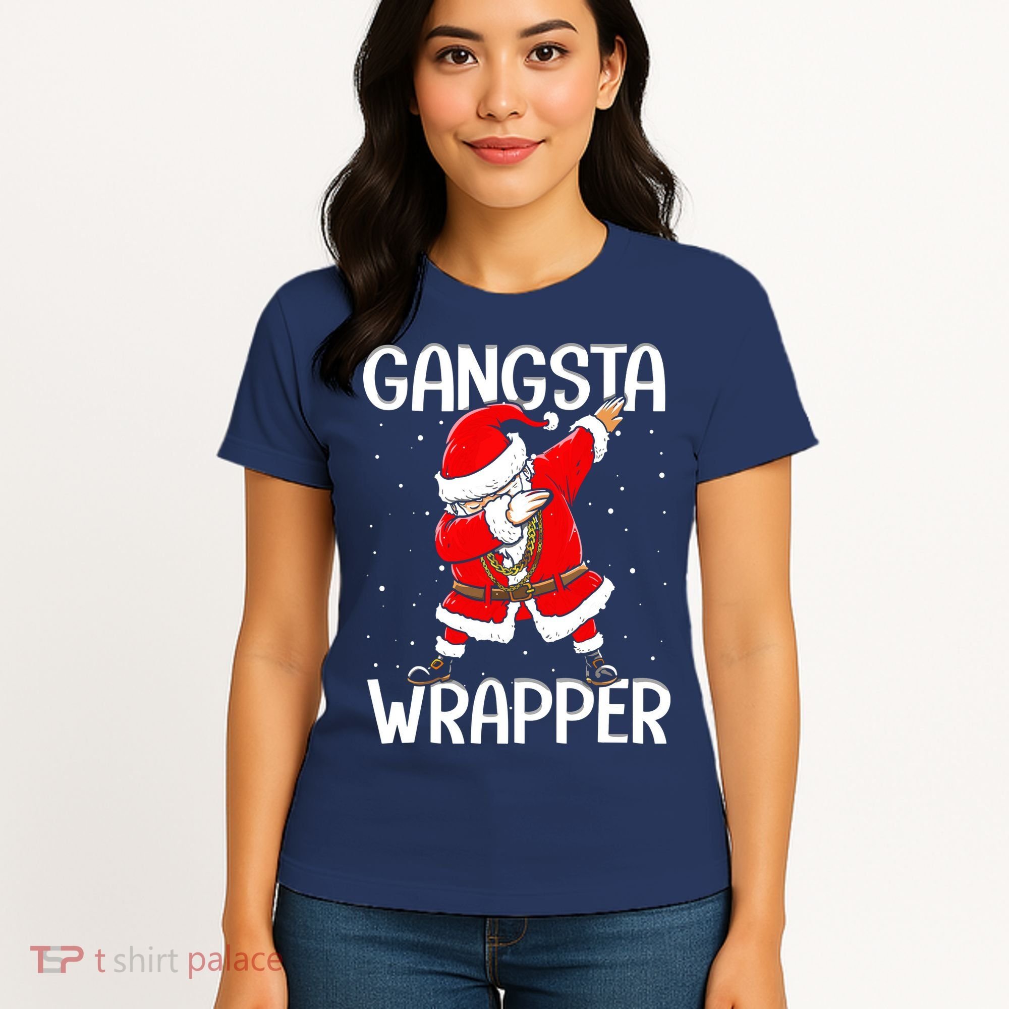 Gangsta Wrapper Funny Dabbing Santa Christmas Women's T-Shirt
