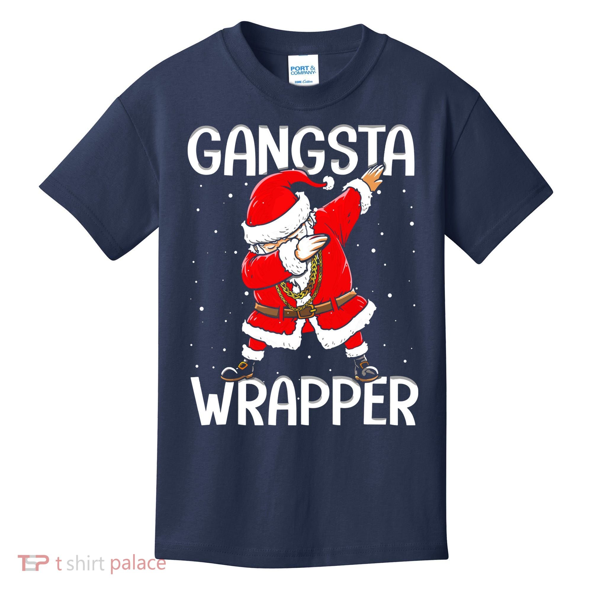 Gangsta Wrapper Funny Dabbing Santa Christmas Kids T-Shirt