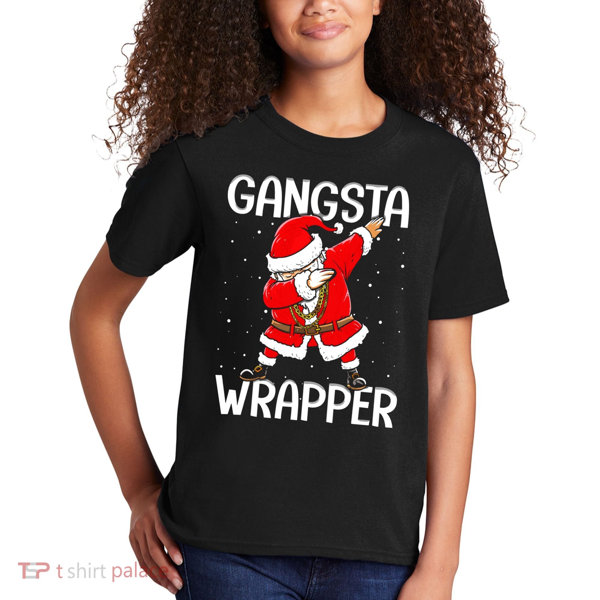 Gangsta Wrapper Funny Dabbing Santa Christmas Kids T-Shirt
