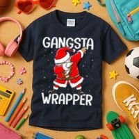 Gangsta Wrapper Funny Dabbing Santa Christmas Kids T-Shirt thumb 3