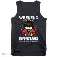Gamer Weekend Forecast Gaming Sleeping Tank Top thumb 0