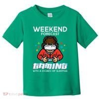 Gamer Weekend Forecast Gaming Sleeping Toddler T-Shirt thumb 0