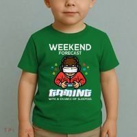 Gamer Weekend Forecast Gaming Sleeping Toddler T-Shirt thumb 2
