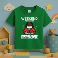 Gamer Weekend Forecast Gaming Sleeping Toddler T-Shirt thumb 3