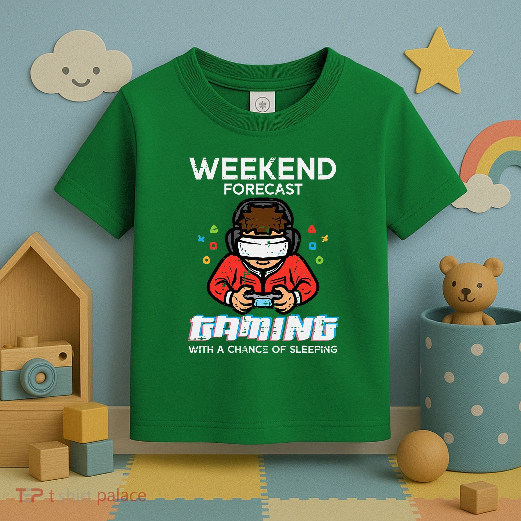 Gamer Weekend Forecast Gaming Sleeping Toddler T-Shirt