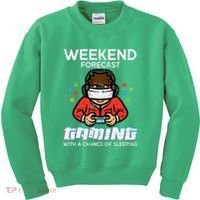 Gamer Weekend Forecast Gaming Sleeping Kids Sweatshirt thumb 0