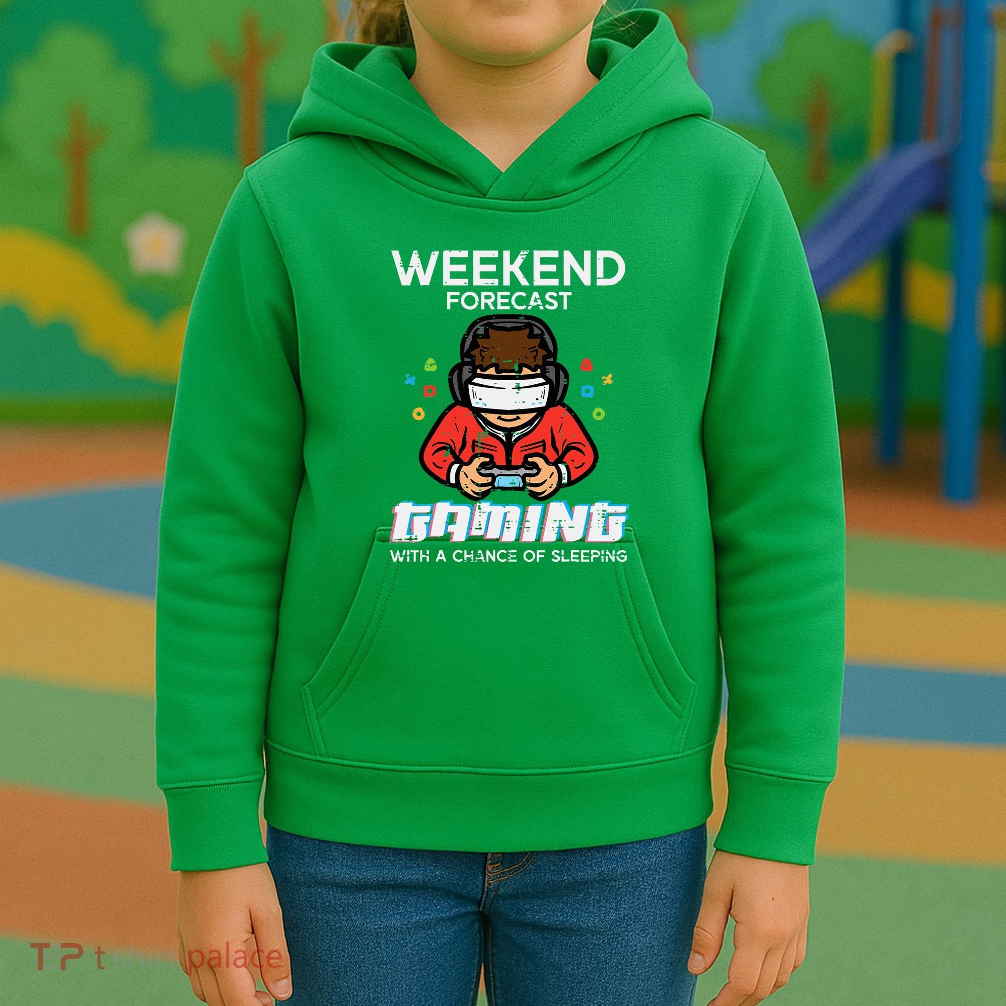 Gamer Weekend Forecast Gaming Sleeping Kids Hoodie