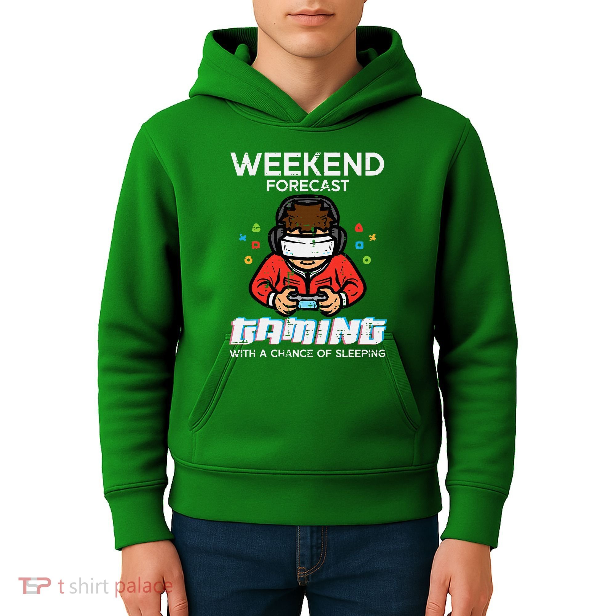 Gamer Weekend Forecast Gaming Sleeping Kids Hoodie