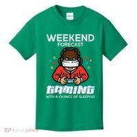 Gamer Weekend Forecast Gaming Sleeping Kids T-Shirt thumb 0