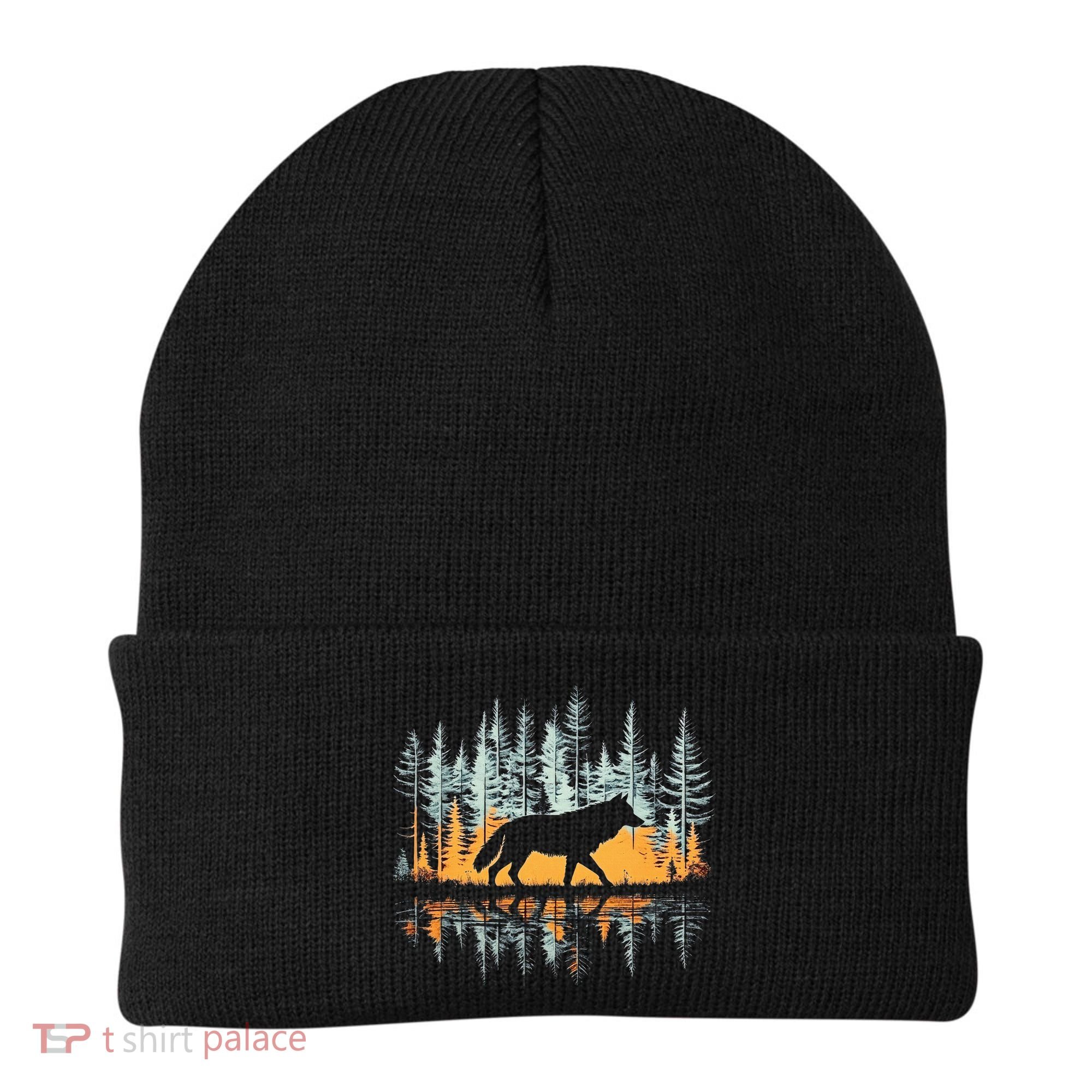 Graphic Wolf Forest Nature Wildlife Outdoor Beanie