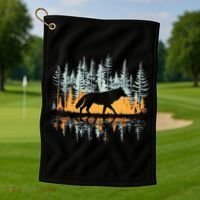Graphic Wolf Forest Nature Wildlife Outdoor Golf Towel thumb 1