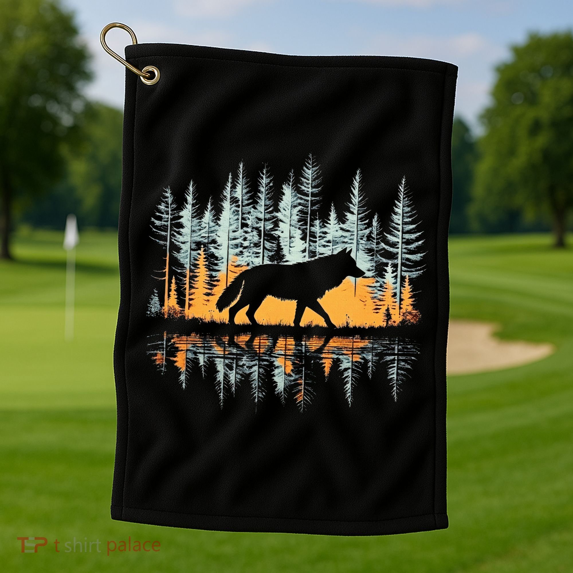 Graphic Wolf Forest Nature Wildlife Outdoor Golf Towel