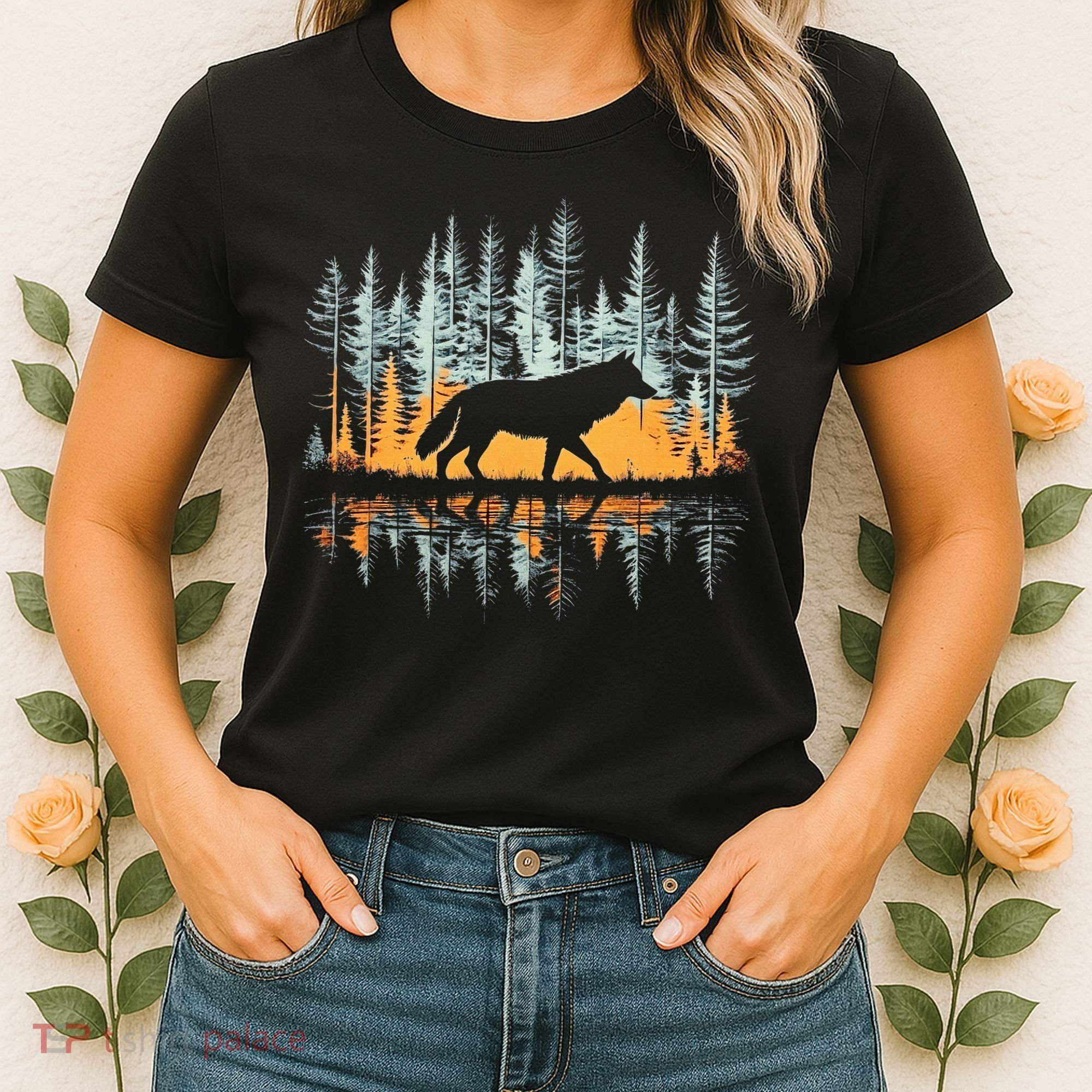 Graphic Wolf Forest Nature Wildlife Outdoor Women's T-Shirt
