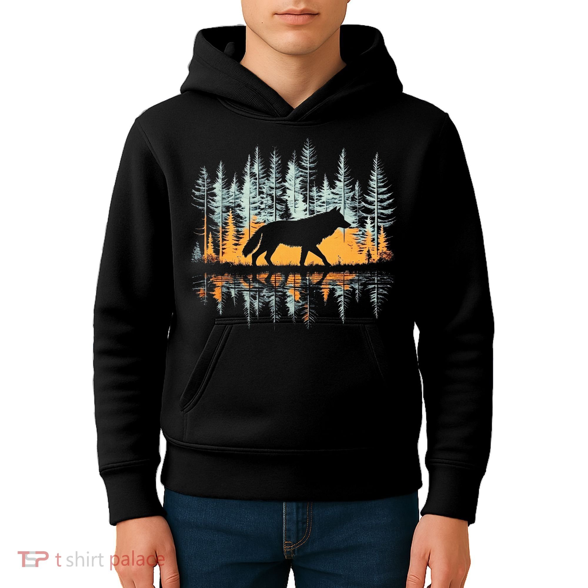 Graphic Wolf Forest Nature Wildlife Outdoor Kids Hoodie