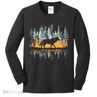 Graphic Wolf Forest Nature Wildlife Outdoor Kids Long Sleeve Shirt thumb 0