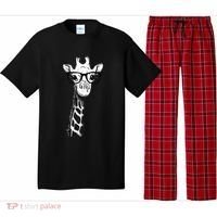 Giraffe With Glasses Gift For Zoo Animal Lovers Pajama Set thumb 0