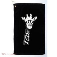 Giraffe With Glasses Gift For Zoo Animal Lovers Golf Towel thumb 0