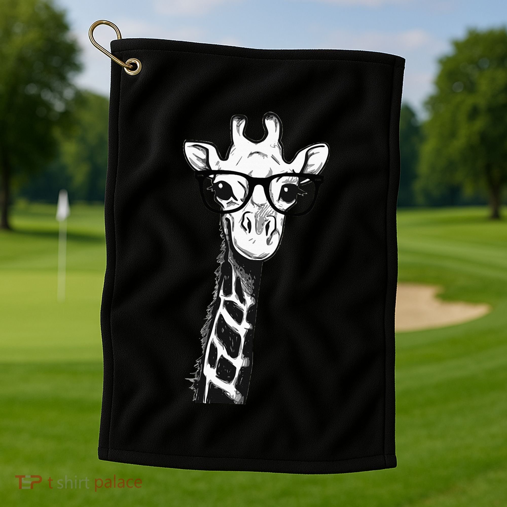 Giraffe With Glasses Gift For Zoo Animal Lovers Golf Towel