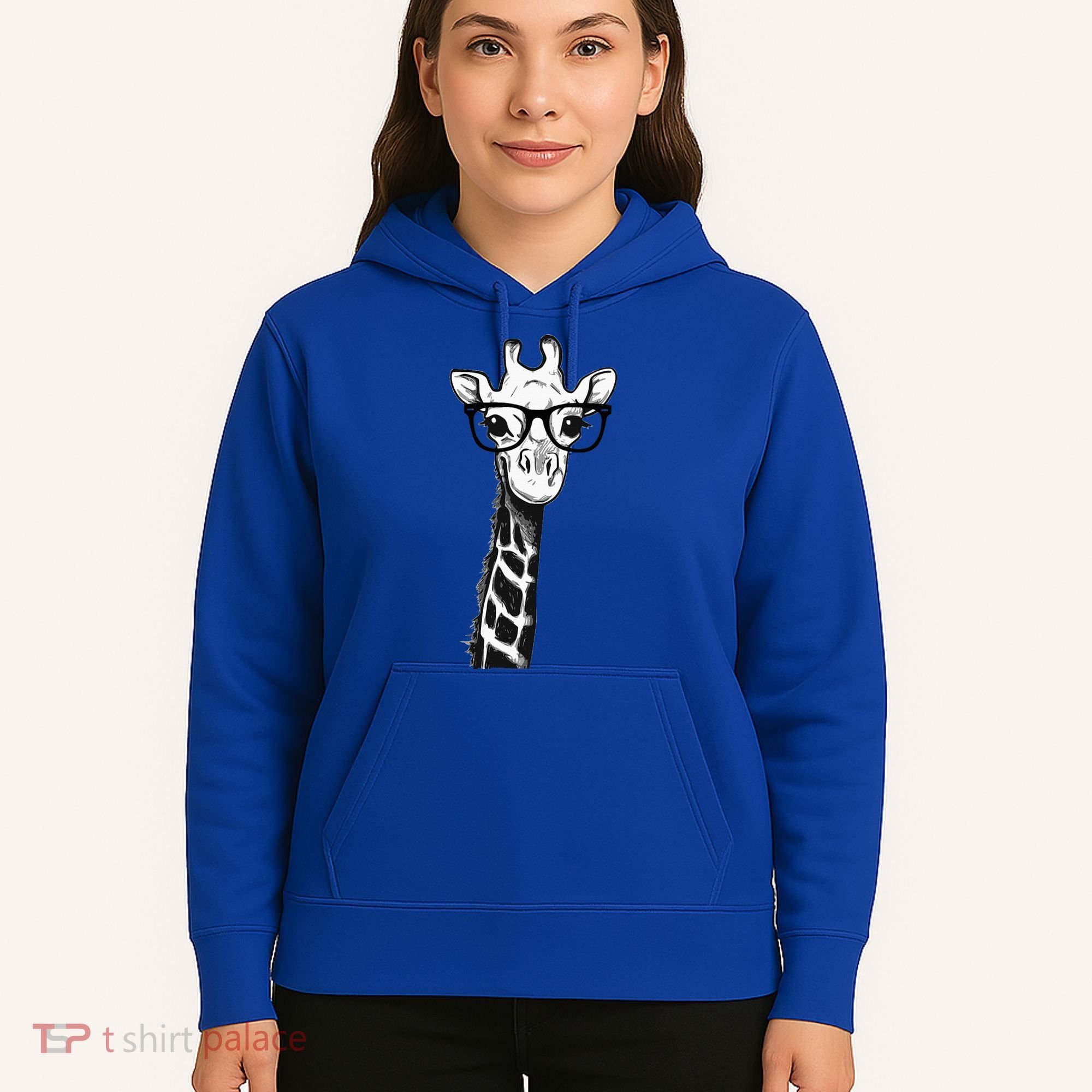 Giraffe With Glasses Gift For Zoo Animal Lovers Hoodie