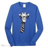 Giraffe With Glasses Gift For Zoo Animal Lovers Long Sleeve Shirt thumb 0