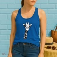 Giraffe With Glasses Gift For Zoo Animal Lovers Women's Tank Top thumb 2
