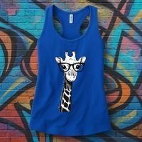 Giraffe With Glasses Gift For Zoo Animal Lovers Women's Tank Top thumb 3