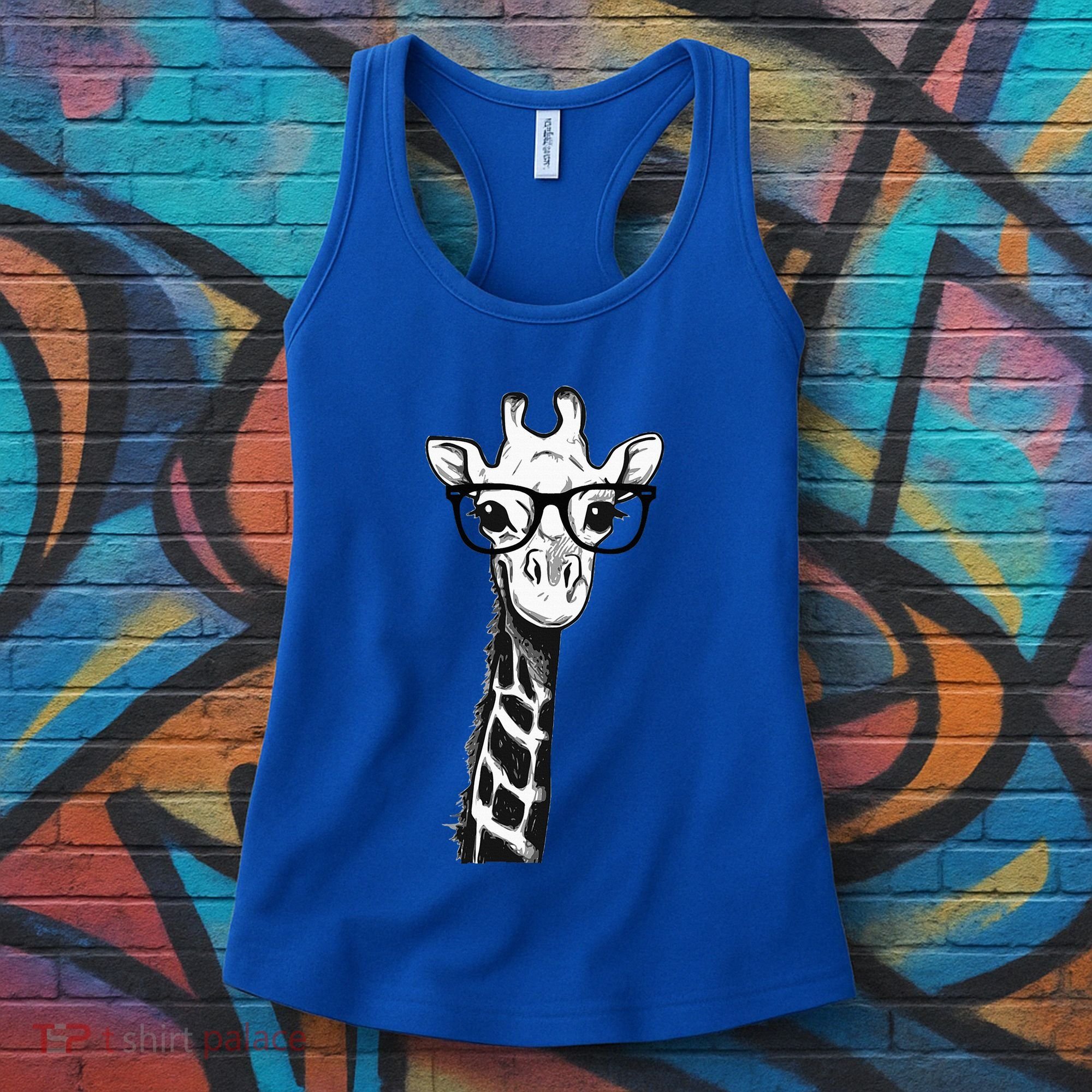 Giraffe With Glasses Gift For Zoo Animal Lovers Women's Tank Top