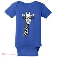Giraffe With Glasses Gift For Zoo Animal Lovers Baby Bodysuit thumb 0