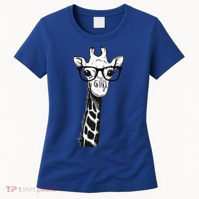 Giraffe With Glasses Gift For Zoo Animal Lovers Women's T-Shirt