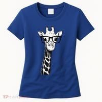 Giraffe With Glasses Gift For Zoo Animal Lovers Women's T-Shirt thumb 0