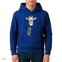 Giraffe With Glasses Gift For Zoo Animal Lovers Kids Hoodie thumb 4
