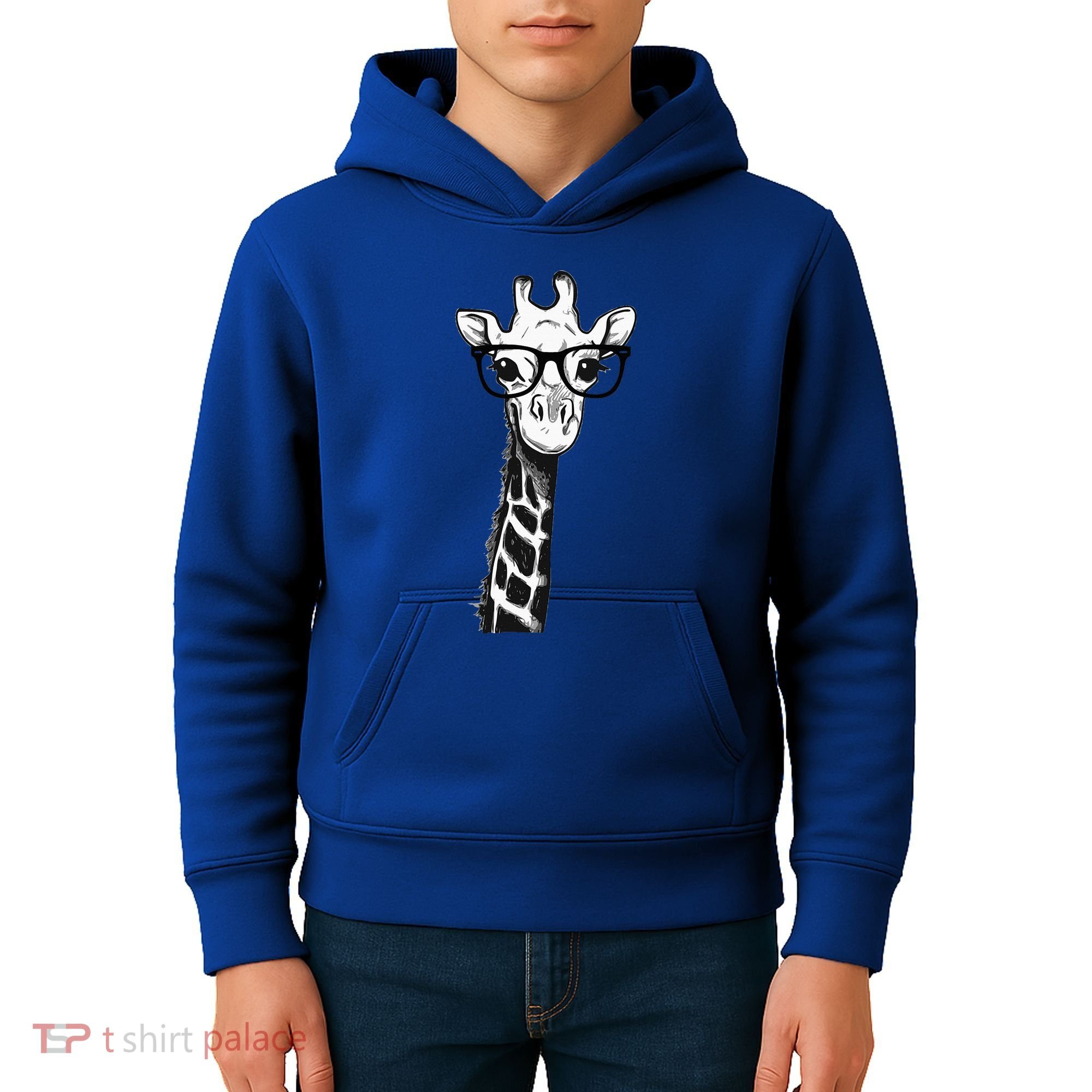 Giraffe With Glasses Gift For Zoo Animal Lovers Kids Hoodie
