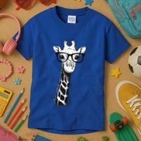 Giraffe With Glasses Gift For Zoo Animal Lovers Kids T-Shirt thumb 3